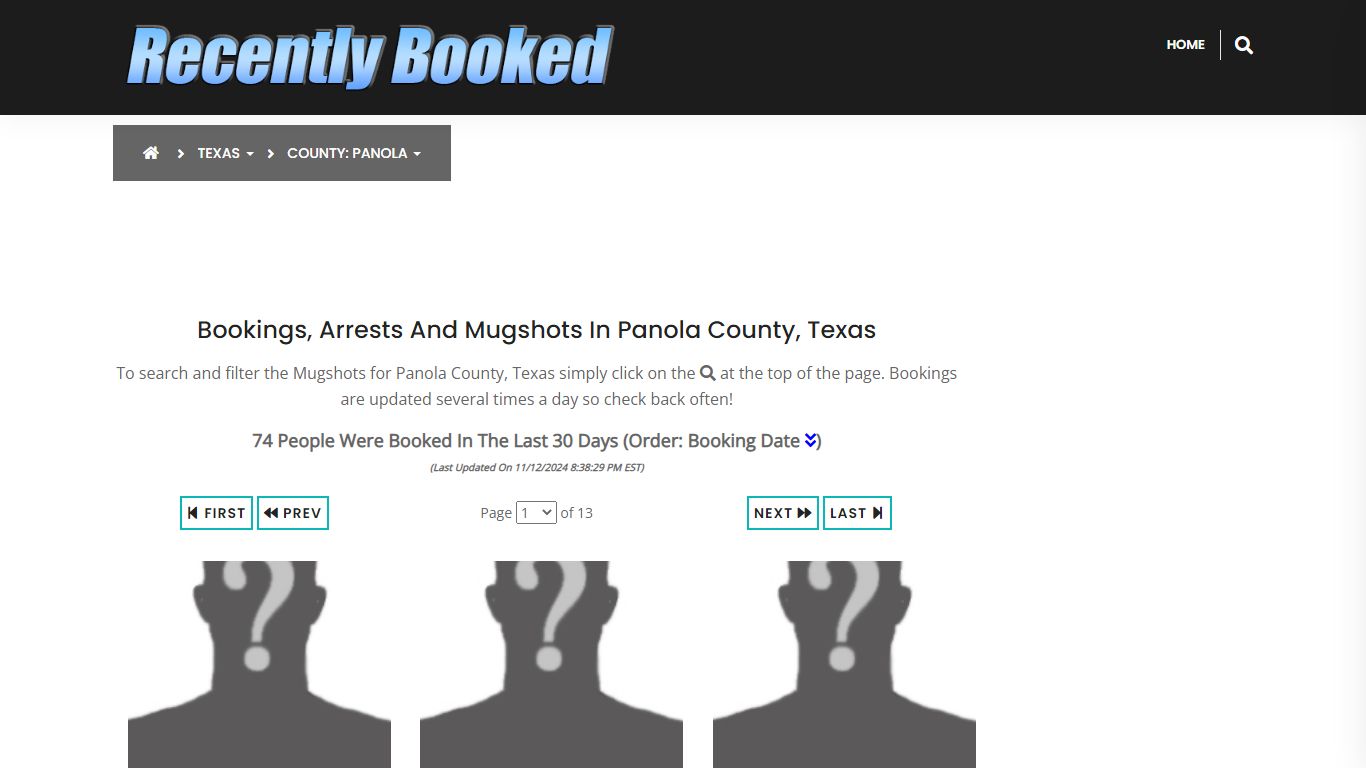 Bookings, Arrests and Mugshots in Panola County, Texas - Recently Booked