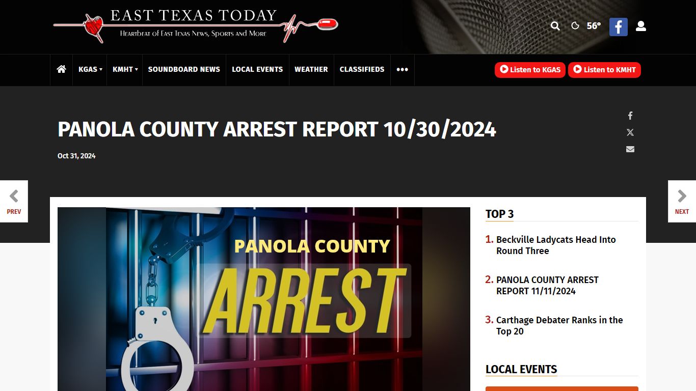 PANOLA COUNTY ARREST REPORT 10/30/2024 - easttexastoday.com