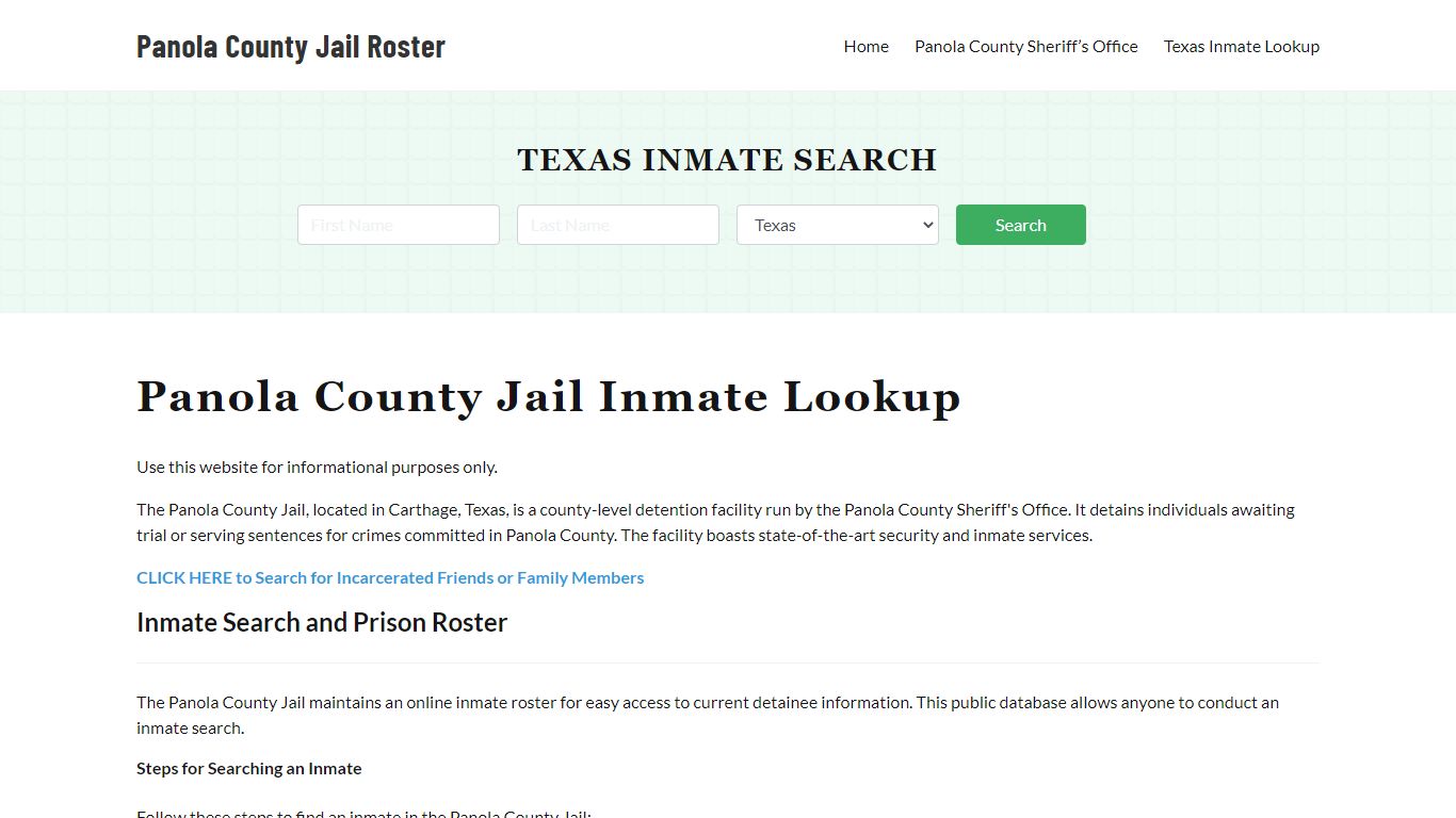 Panola County Jail Roster Lookup, TX, Inmate Search