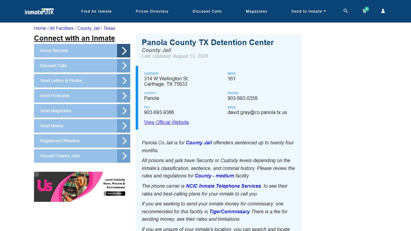 Panola County TX Detention Center - Inmate Locator